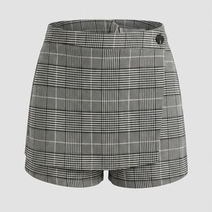 Jules & Leopold Plaid Wrap-Front Skort Shorts - Gray